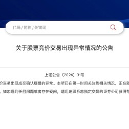 上交所发布关于股票竞价交易出现异常情况的公告