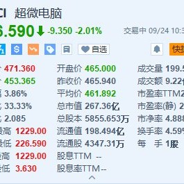 超微电脑跌超2% 遭Loop Capital大幅下调目标价至1000美元