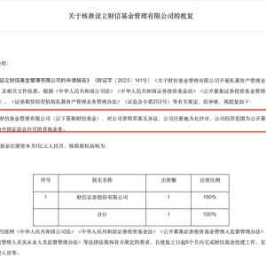 年内首家！财信基金成为境内第149家公募基金管理公司，券商系公募添新军