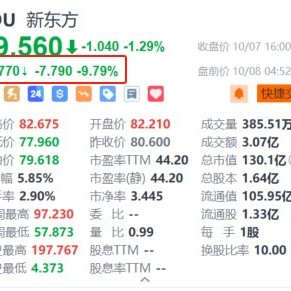 新东方盘前跌超9% 遭麦格理下调H股目标价及经调纯利预测