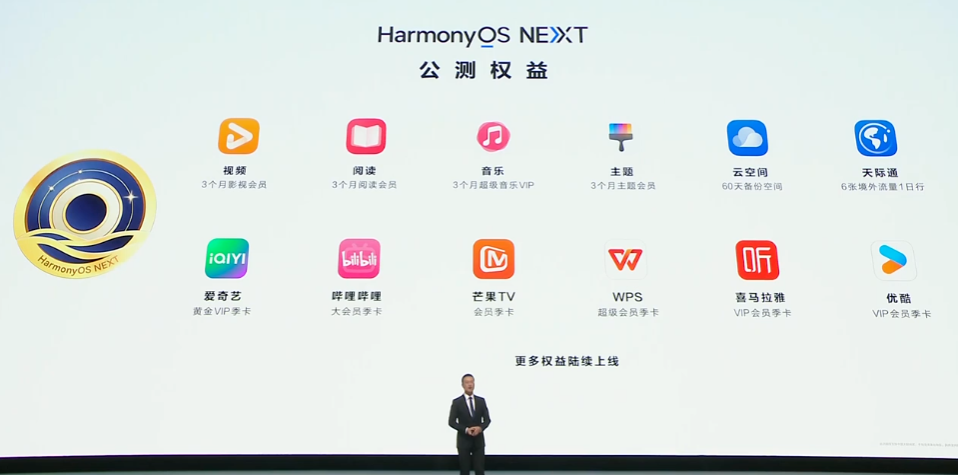 华为 HarmonyOS NEXT 系统“公测用户升级好礼”活动开启：可领视频、主题、阅读、音乐等 App 会员权益